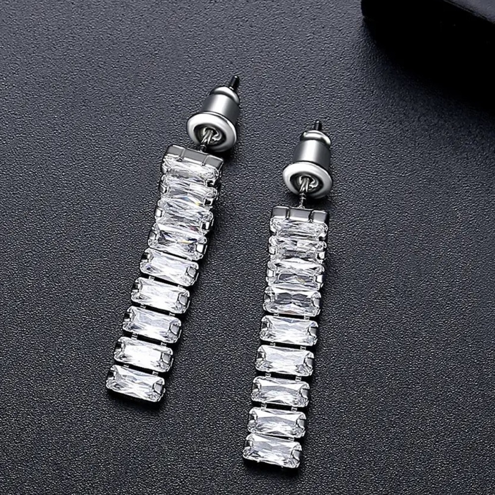 Baguette Simulated Diamond Tennis Necklace - Picture 8 of 11